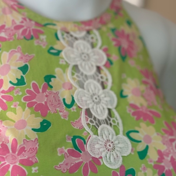Lilly Pulitzer Floral Midi Dress in Lime and Pink - Picture 5 of 7